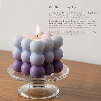 Samy Candle Cove Ombre Bubble Candle – Hand-Poured Scented Soy Wax Pastel Cube for Aesthetic Room Decor & Gifting (Set of 2) (Lavender)