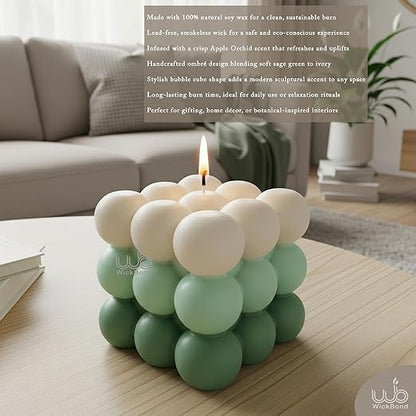 Samy Candle Cove Ombre Bubble Candle – Hand-Poured Scented Soy Wax Pastel Cube for Aesthetic Room Decor & Gifting (Set of 2) (Apple)