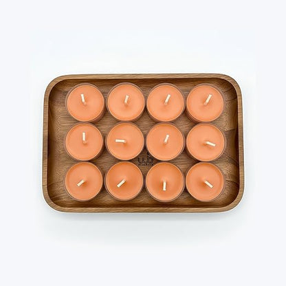 Samy Candle Cove Set of 12 Scented Soy Wax Tealight Candles – Smokeless, Drip-Free, 4-Hour Burn Time – Ideal for Home Décor, Pooja, Spa & Gifting (Orange)