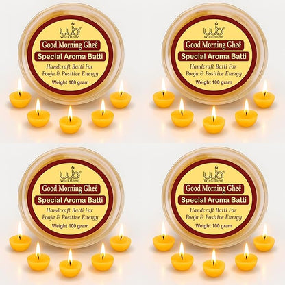 Samy Candle Cove Cow Ghee Diya Batti – 100 Pre-Soaked Cotton Wicks | Wax-Free, Ready to Use, Long Burning | Ghee Wick for Puja, Aarti, Diwali, Havan, Rituals & Mandir Use (Pack of 1 (100))