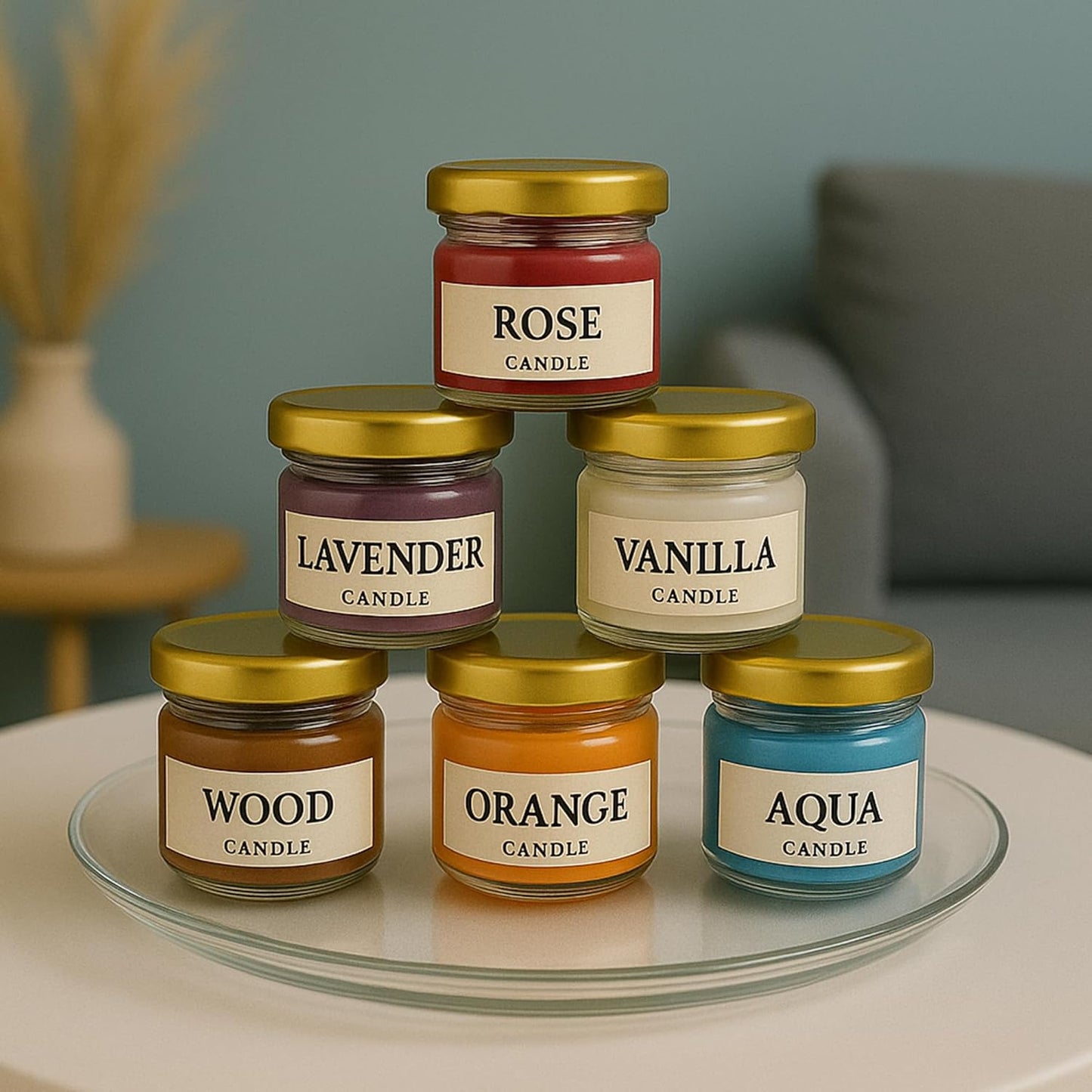 Samy Candle Cove Scented Candle Gift Set – Pack of 6 Mini Jar Wax Candles, Highly Fragranced Aromatherapy Candles for Home Decor & Gifting