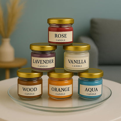 Samy Candle Cove Scented Candle Gift Set – Pack of 6 Mini Jar Wax Candles, Highly Fragranced Aromatherapy Candles for Home Decor & Gifting