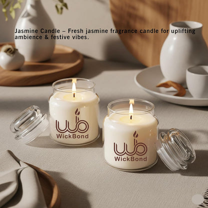 Samy Candle Cove Soy Wax Scented Candle Set in Cookie Jars | 2-Pack | 85g Each | 24-Hour Burn | Smokeless & Handcrafted | Ideal Gift Set (Jasmine)